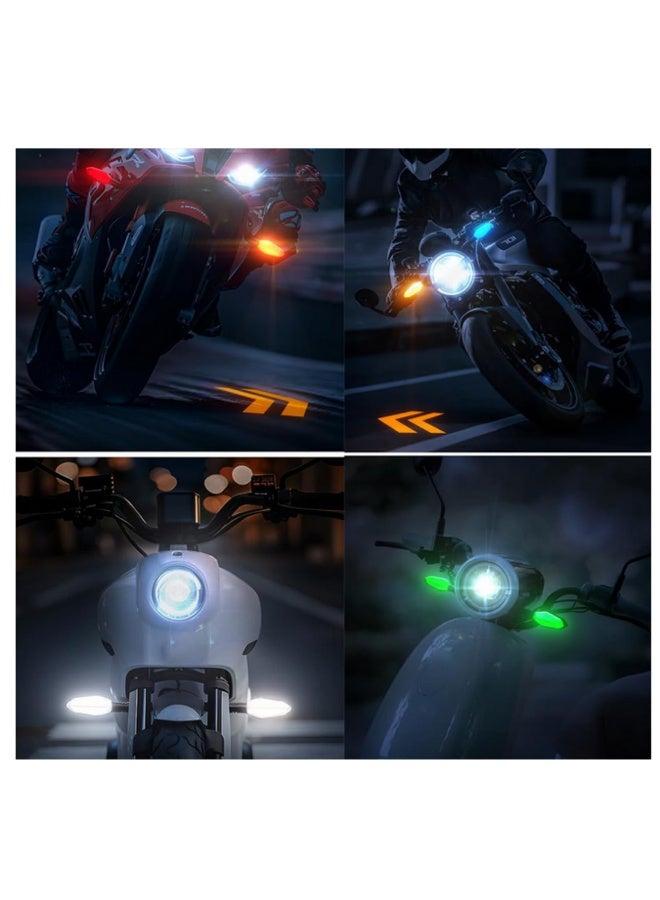 2PCS Motorcycle LED Turn Signal Lights with 27 RGB Flowing DRL,Amber Arrow Projection, Bright Side Marker, Universal Fit Easy Installation - Image 3